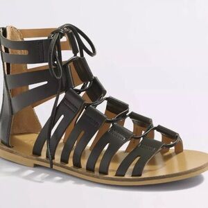 🆕👡 $168 J.Crew Black Leather Gladiator Shoes Sandals | Women’s US 6.5